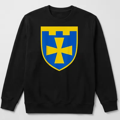 Blue and yellow shield design featuring the 116Th Territorial Defence Brigade crest — printed on a unisex sweatshirt