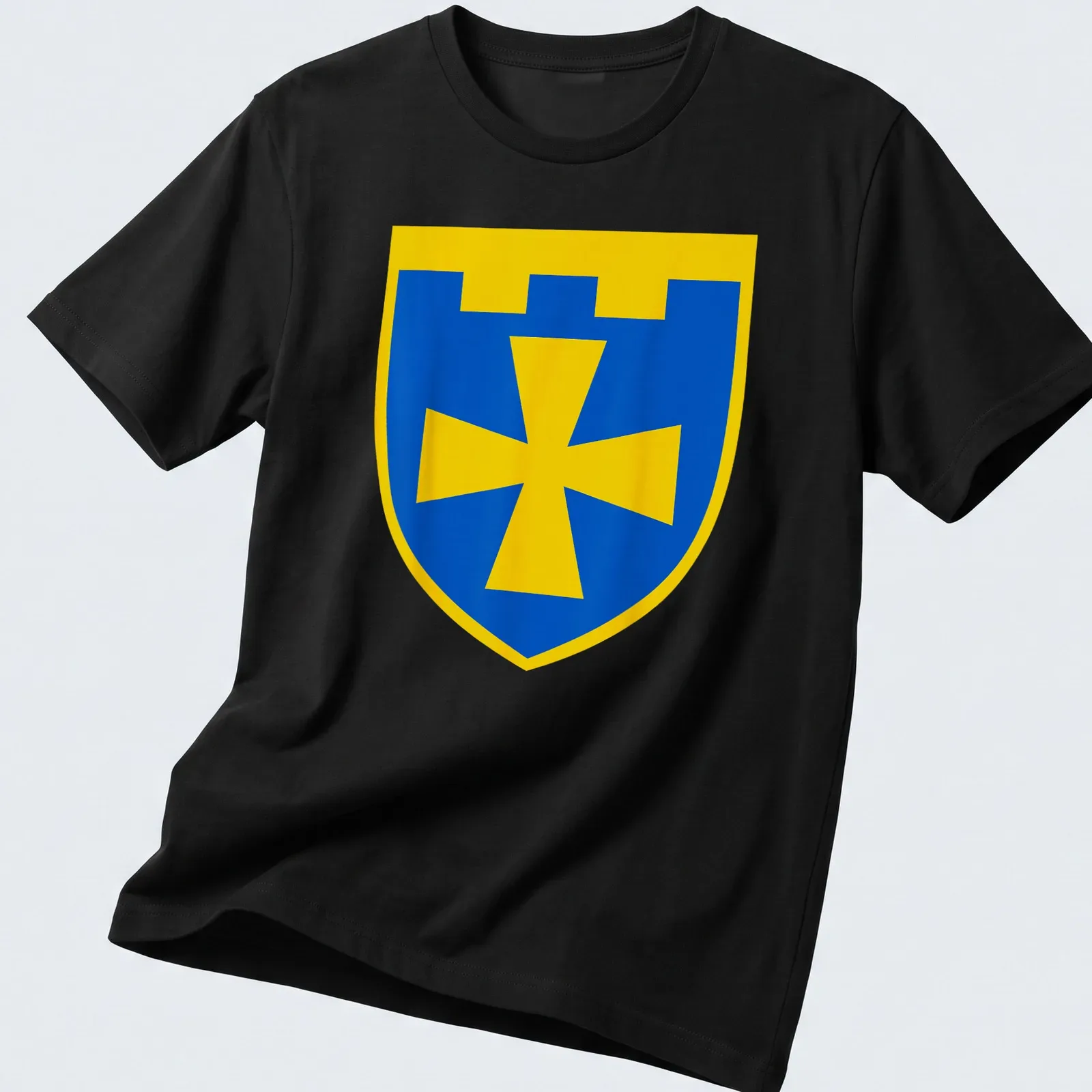 Blue and yellow shield design featuring the 116Th Territorial Defence Brigade crest — printed on a unisex t-shirt