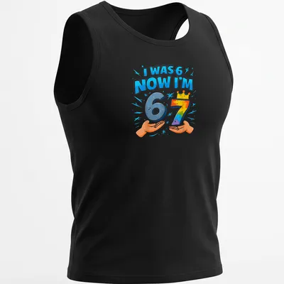 Colorful birthday shirt with playful text celebrating a child's seventh birthday