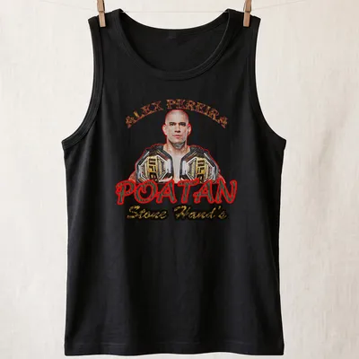 Bold graphic T-shirt featuring Alex Pereira's name in red and gold. — printed on a tank top