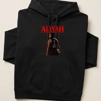 Aliyah Boston basketball t-shirt featuring bold lettering and dynamic illustration — printed on a unisex hoodie