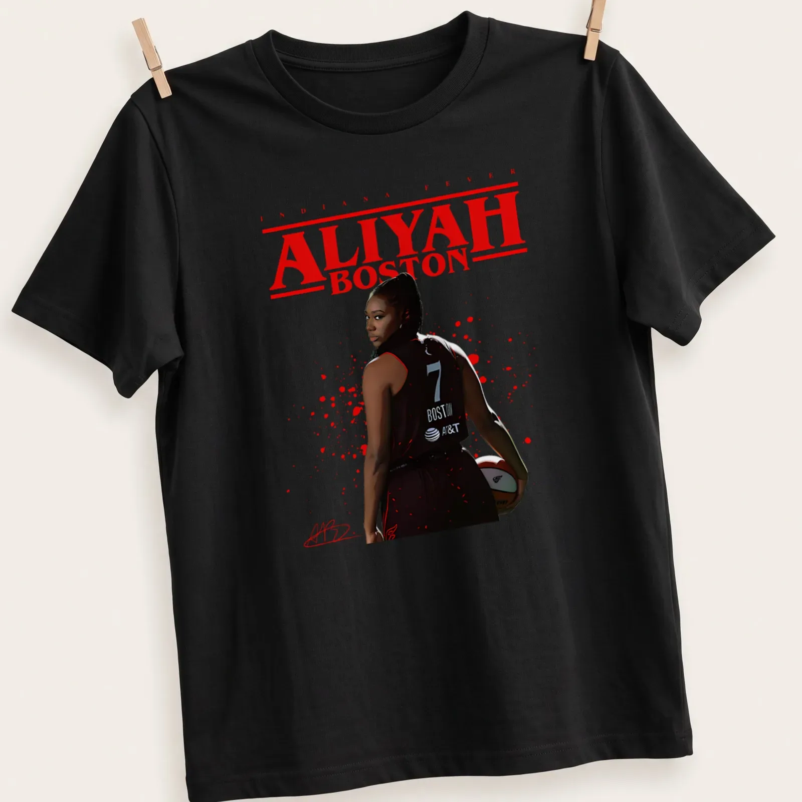 Aliyah Boston basketball t-shirt featuring bold lettering and dynamic illustration — printed on a unisex t-shirt