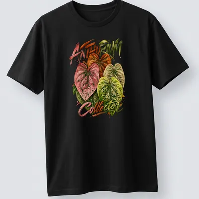 Watercolor Anthurium leaves with text 'ANTHURIUM Collector' in vibrant colors
