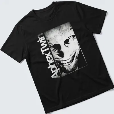 Minimalist Aphex Twin album tee with bold black text on white background
