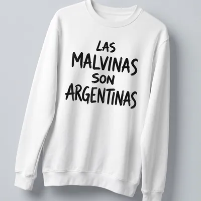 Bold brush script saying LAS MALVINAS SON ARGENTINAS on a — printed on a unisex sweatshirt