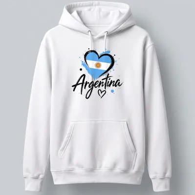 Vintage distressed t-shirt featuring a heart-shaped Argentina flag design — printed on a unisex hoodie