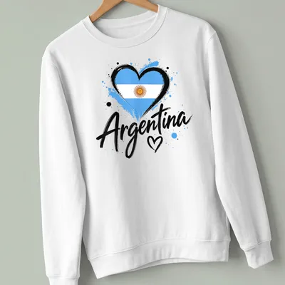 Vintage distressed t-shirt featuring a heart-shaped Argentina flag design — printed on a unisex sweatshirt
