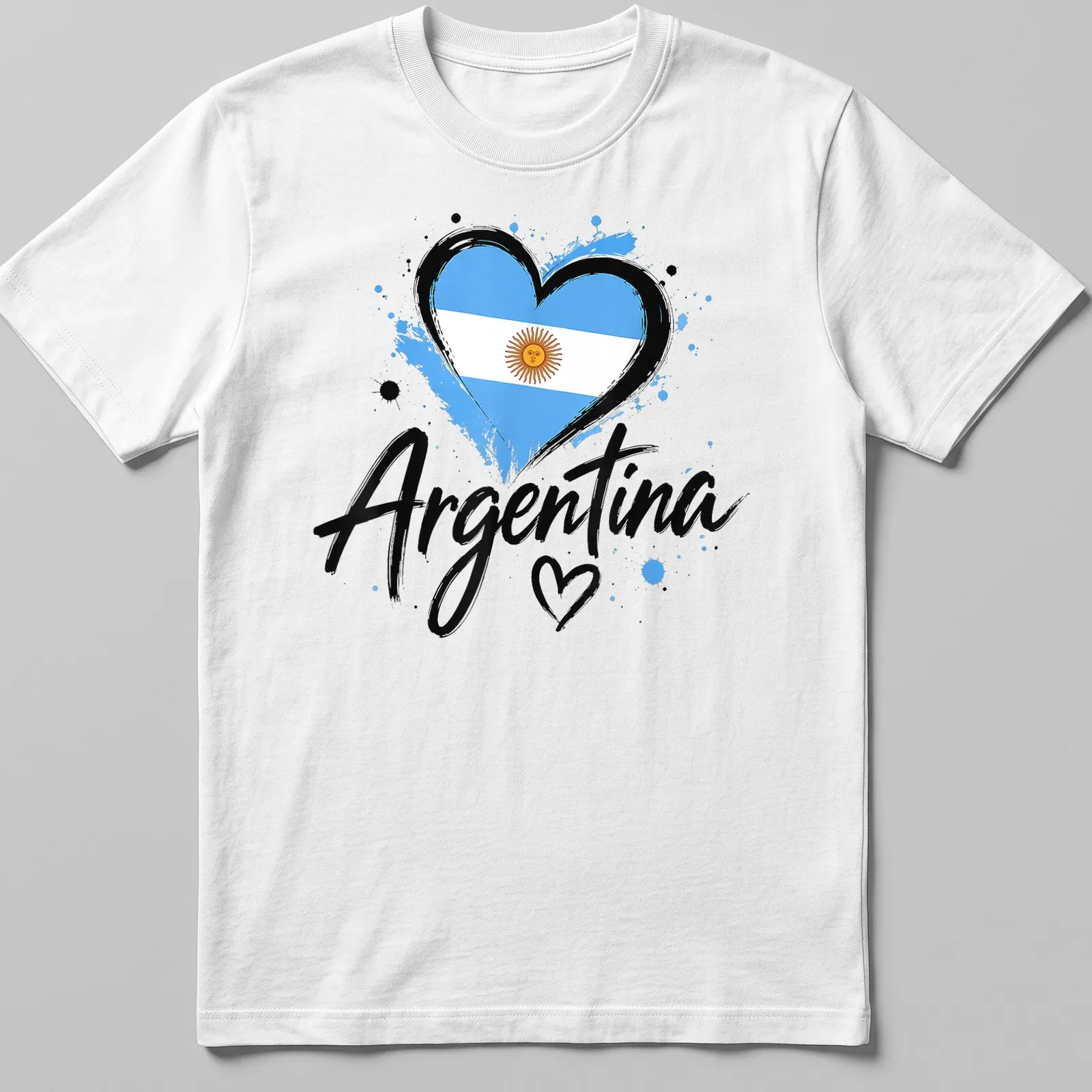 Vintage distressed t-shirt featuring a heart-shaped Argentina flag design — printed on a unisex t-shirt