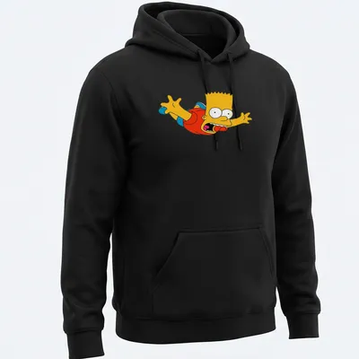 Cartoon design of Bart Simpson falling with vibrant colors — printed on a unisex hoodie
