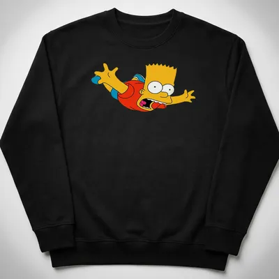 Cartoon design of Bart Simpson falling with vibrant colors — printed on a unisex sweatshirt
