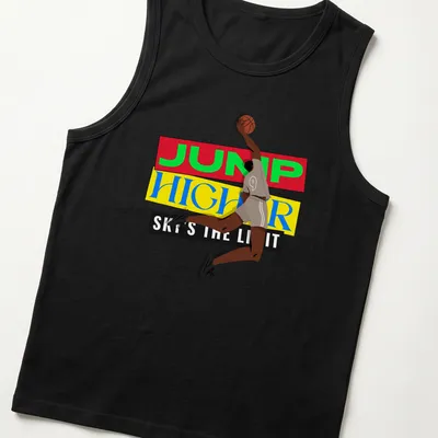 Bold illustration of a basketball player in motion with motivational text. — printed on a tank top
