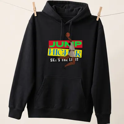 Bold illustration of a basketball player in motion with motivational text. — printed on a unisex hoodie