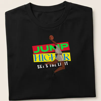 Bold illustration of a basketball player in motion with motivational text.