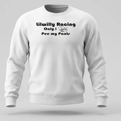 Bold playful design featuring a bee and humorous text about peeing pants. — printed on a unisex sweatshirt