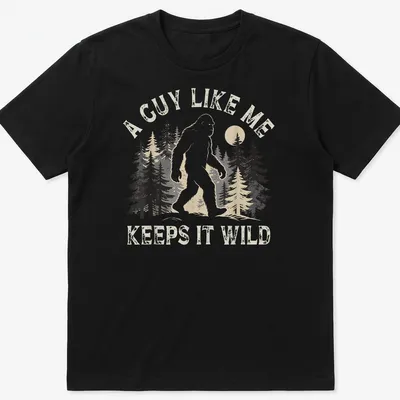 Retro distressed Bigfoot t-shirt with humorous text about keeping it wild