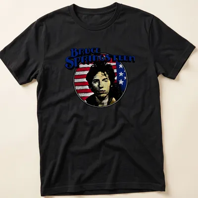 Vintage retro Bruce Springsteen t-shirt with bold lettering in multiple colors