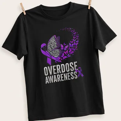 Vibrant butterfly design with text about overdose awareness and hope