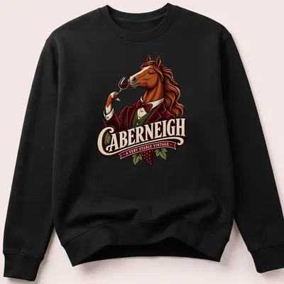 Vintage style shirt with horse graphic and humorous text about stability — printed on a unisex sweatshirt