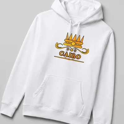 Vintage distressed t-shirt featuring the word Cairo and a crown motif — printed on a unisex hoodie