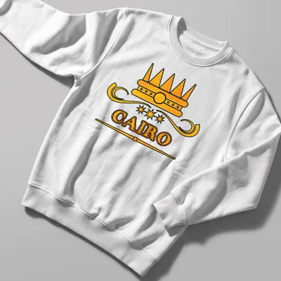 Vintage distressed t-shirt featuring the word Cairo and a crown motif — printed on a unisex sweatshirt