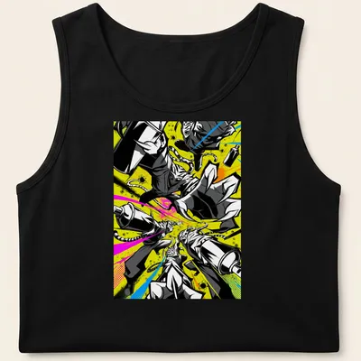 Graffiti-style t-shirt featuring cats in neon colors with an urban vibe — printed on a tank top
