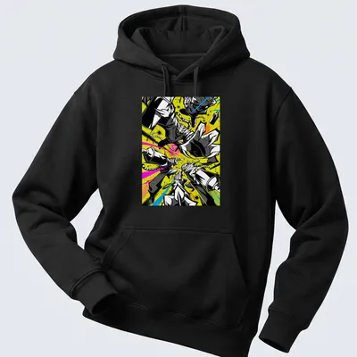Graffiti-style t-shirt featuring cats in neon colors with an urban vibe — printed on a unisex hoodie