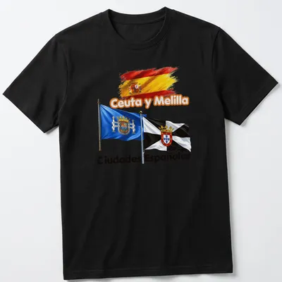 Vibrant illustration of Ceuta and Melilla flags with accompanying text.