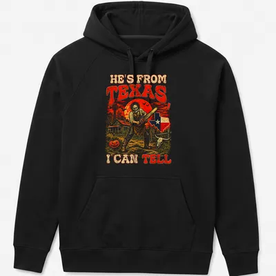 Vintage horror t-shirt featuring chainsaw-wielding figure with text about Texas. — printed on a unisex hoodie