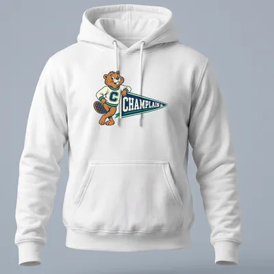 Vintage Champlain Beaver T-shirt with colorful pennant design — printed on a unisex hoodie