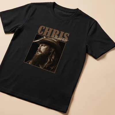 Vintage sepia t-shirt featuring Chris Stapleton's name in bold lettering