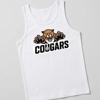 Bold Cougars T-shirt featuring aggressive typography and a fierce cougar graphic — printed on a tank top