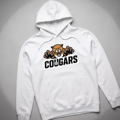 Bold Cougars T-shirt featuring aggressive typography and a fierce cougar graphic — printed on a unisex hoodie