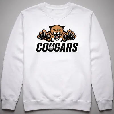 Bold Cougars T-shirt featuring aggressive typography and a fierce cougar graphic — printed on a unisex sweatshirt
