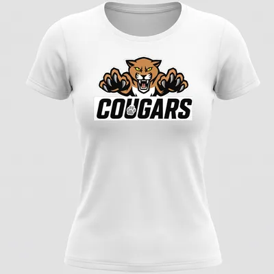 Bold Cougars T-shirt featuring aggressive typography and a fierce cougar graphic — printed on a women's shirt