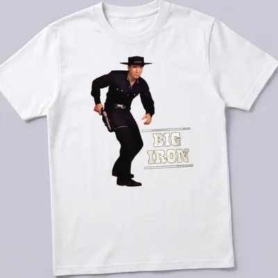 Vintage silhouette of a cowboy with 'BIG IRON' printed above