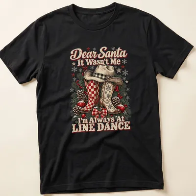 Vintage western style T-shirt with cowboy boots and humorous Christmas text