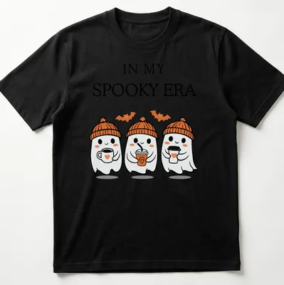 Kawaii t-shirt featuring cute ghosts and playful text for Halloween