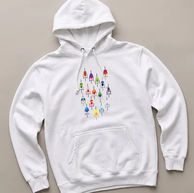 Illustration of cyclists with 'The Peloton' text in vibrant colors. — printed on a unisex hoodie