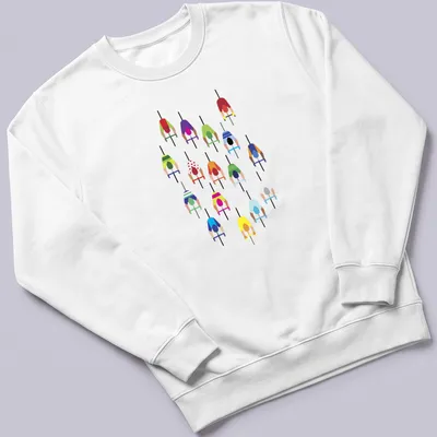 Illustration of cyclists with 'The Peloton' text in vibrant colors. — printed on a unisex sweatshirt
