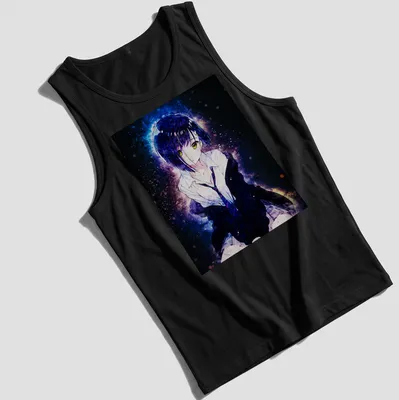 Anime illustration of Ichigo from Darling in the Franxx with a cosmic background — printed on a tank top