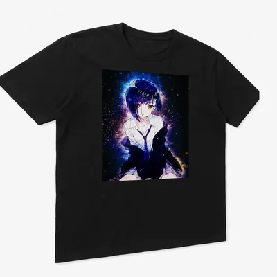 Anime illustration of Ichigo from Darling in the Franxx with a cosmic background — printed on a unisex t-shirt (angled view)