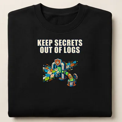 Colorful cartoon design featuring a lock and logs with data security text — printed on a unisex sweatshirt