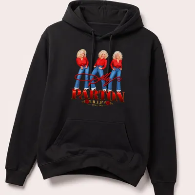 Vintage tribute shirt featuring Dolly Parton with her dates R.I.P. 1946-2025 — printed on a unisex hoodie