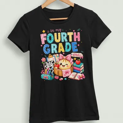 Kawaii style shirt featuring a dumpling girl and nostalgic text — printed on a women's shirt