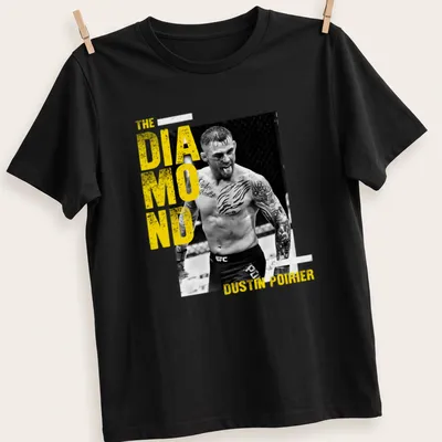 Bold graphic tee featuring The Diamond Dustin Poirier in yellow, black, and white