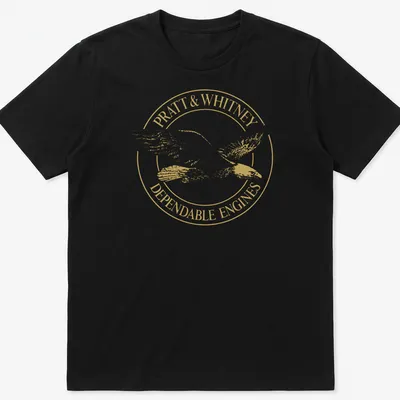 Gold eagle emblem with Pratt & Whitney Dependable Engines text