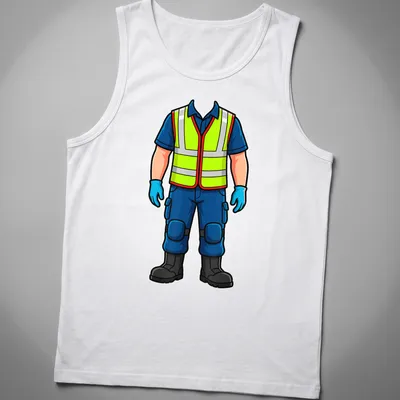 Cartoon illustration of an emergency medical responder uniform in bright colors — printed on a tank top