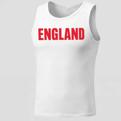 Bold typography England supporter t-shirt in red — printed on a tank top