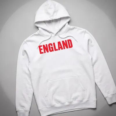 Bold typography England supporter t-shirt in red — printed on a unisex hoodie