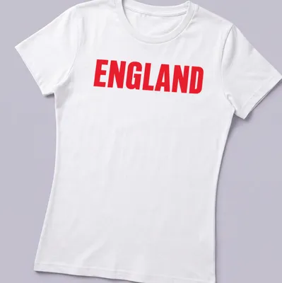 Bold typography England supporter t-shirt in red — printed on a women's shirt